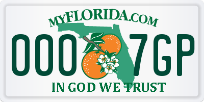 FL license plate 0007GP