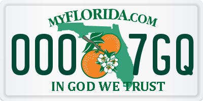 FL license plate 0007GQ