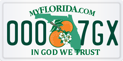 FL license plate 0007GX