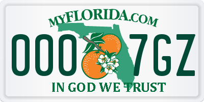 FL license plate 0007GZ