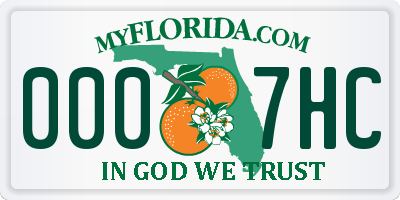 FL license plate 0007HC