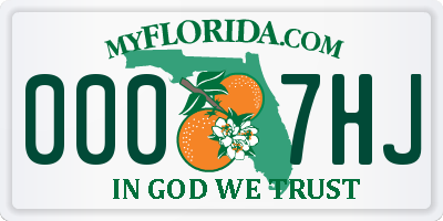 FL license plate 0007HJ