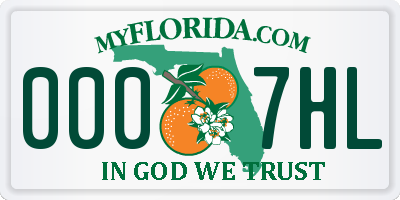 FL license plate 0007HL