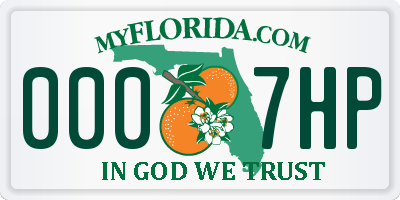 FL license plate 0007HP