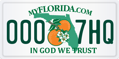 FL license plate 0007HQ
