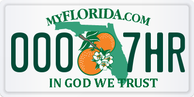 FL license plate 0007HR