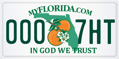 FL license plate 0007HT