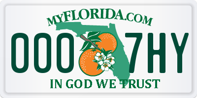 FL license plate 0007HY