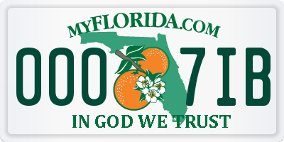 FL license plate 0007IB