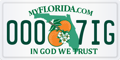 FL license plate 0007IG