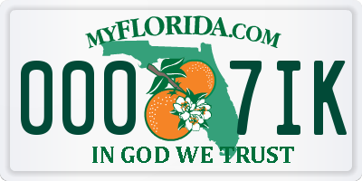 FL license plate 0007IK