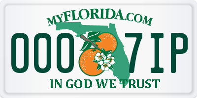 FL license plate 0007IP