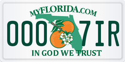 FL license plate 0007IR