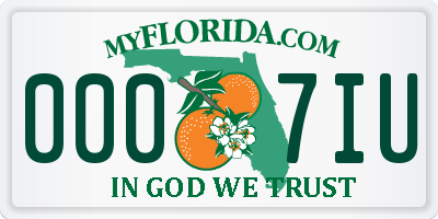 FL license plate 0007IU