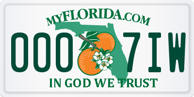 FL license plate 0007IW