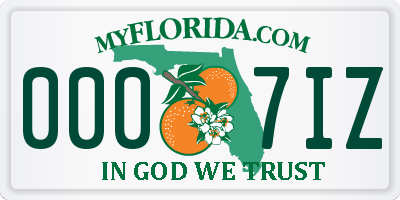 FL license plate 0007IZ