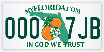FL license plate 0007JB