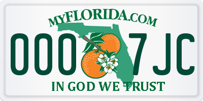 FL license plate 0007JC