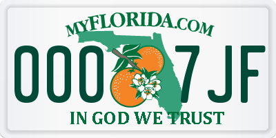 FL license plate 0007JF