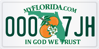 FL license plate 0007JH