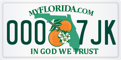 FL license plate 0007JK