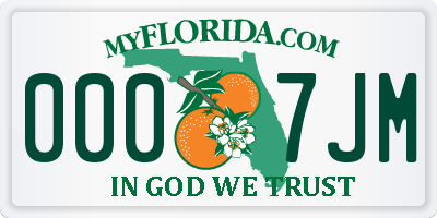 FL license plate 0007JM