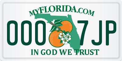 FL license plate 0007JP