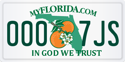 FL license plate 0007JS