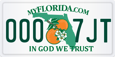 FL license plate 0007JT