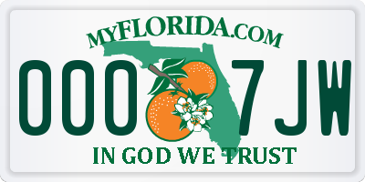 FL license plate 0007JW