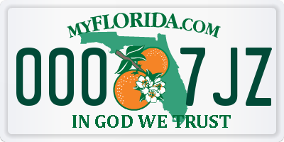 FL license plate 0007JZ