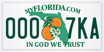 FL license plate 0007KA