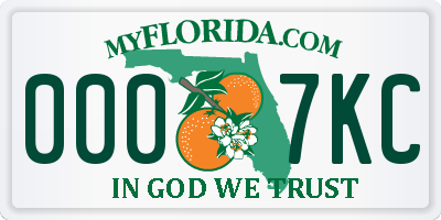 FL license plate 0007KC