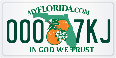 FL license plate 0007KJ