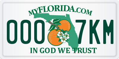 FL license plate 0007KM
