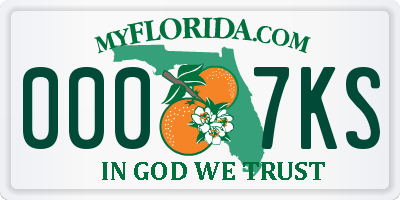 FL license plate 0007KS