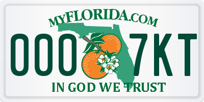 FL license plate 0007KT