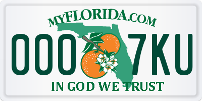 FL license plate 0007KU