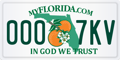 FL license plate 0007KV