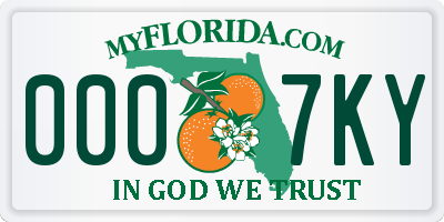 FL license plate 0007KY