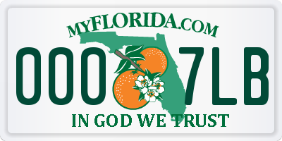 FL license plate 0007LB
