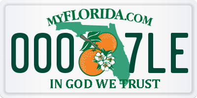 FL license plate 0007LE