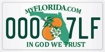 FL license plate 0007LF