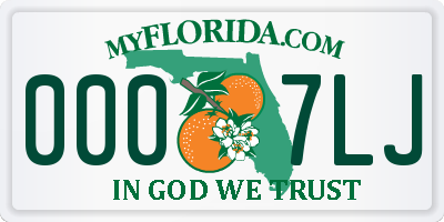 FL license plate 0007LJ