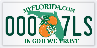 FL license plate 0007LS