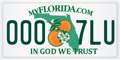 FL license plate 0007LU