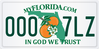 FL license plate 0007LZ