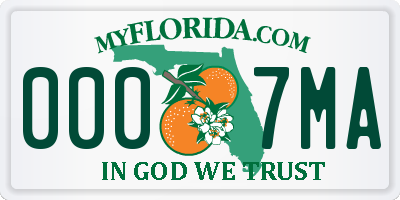 FL license plate 0007MA