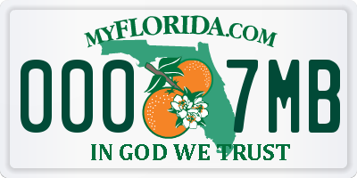 FL license plate 0007MB