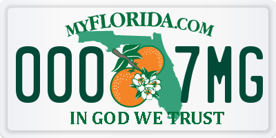 FL license plate 0007MG